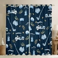 thumbnail image 1 of Feelyou Cartoon Golf Gloves Black Out Curtains for Kids, Navy Sports Car Flag Curtains Pack of 2 (42x63 Each), Leaf Botanical Bedroom Curtains, Black Out Curtains Decor, 1 of 6