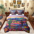thumbnail image 1 of Feelyou Cartoon Green Cactus Bedding Comforter Set 7-Piece, Rustic Groovy Floral King Bedding Sets, Teens Boys Girls Kids Reversible Bed Sheets, Microfiber Bedroom Decor, 1 of 7
