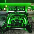 thumbnail image 1 of Feelyou Cartoon Green Gamepad Bedding Comforter Set for Kids, Neon Square Honeycomb Twin Comforter Sets, Modern Video Gamer Reversible Bedding Set, Super Cozy Room Decor, 2pcs, 1 of 9