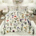 thumbnail image 1 of Feelyou Cartoon Groovy Flower Queen Comforter Set, Green Leaf Botanical Bedding Sets, Rustic Lavender Floral Reversible Bedding Comforter Set, Luxury Bedroom Decor, 3-Piece, 1 of 8
