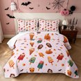 thumbnail image 1 of Feelyou Cartoon Halloween Ice Cream Twin Quilt Set, Spooky Pumpkin Bat Twin Coverlet Set, 2pcs, 1 Comforter and 1 Pillowcase, 1 of 7