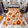 thumbnail image 1 of Feelyou Cartoon Horror Pumpkin 01, Rustic Jungle Plant Twin Comforter Sets, Happy Halloween Reversible Bedding Set, Lightweight Room Decor, 2pcs, 1 of 8