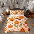 thumbnail image 1 of Feelyou Cartoon Horror Pumpkin Bedding Comforter Set 7pcs, Rustic Jungle Plant Queen Bedding Sets, Happy Halloween Reversible Queen Sheet Sets, Lightweight Room Decor, 1 of 7
