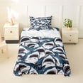 thumbnail image 1 of Feelyou Cartoon Ink Shark Twin Sheet Sets for Men Boys, Line Art Animal Bedding, Blue White, 3pcs, 1 of 5
