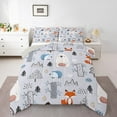 thumbnail image 1 of Feelyou Cartoon Jungle Animal Queen Comforter Set, Hedgehog Fox Bear Bedding Sets, Plant Botanical Reversible Bedding Comforter Set, Microfiber Bedroom Decor, 3-Piece, 1 of 8
