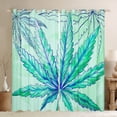 thumbnail image 1 of Feelyou Cartoon Leaf Print Curtains Pack of 2 (42x84 Each), Rustic Botanical Curtains Blackout, Aqua Marine Plant Bedroom Curtains, Curtains and Drapes Decor, 1 of 6