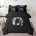 thumbnail image 1 of Feelyou Cartoon Letter Q Twin Bedding Sets 7-Piece for Kid, Buffalo Monogrammed Bedding Comforter Set, Square Geometric Reversible Sheet Sets, Luxury Bedroom Decor, 1 of 7