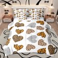 thumbnail image 1 of Feelyou Cartoon Love Heart Bedding Comforter Set 7 Pieces for Teen, Fashion Leopard Print Full Bedding Set, Chic Abstract Stripe Reversible Fitted Sheet Flat Sheet, Luxury Bedroom Decor, 1 of 7