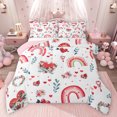 thumbnail image 1 of Feelyou Cartoon Love Heart Bedding Comforter Set for Kids, Cute Flower Rainbow Twin Comforter Sets, Valentine's Day Theme Reversible Bedding Set, Super Cozy Room Decor, 2 Pieces, 1 of 9