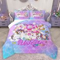thumbnail image 1 of Feelyou Cartoon Magic Unicorn Queen Comforter Set, Kawaii Princess Castle Bedding Sets, Dreamy Mermaid Scale Bedding Comforter Set, Lightweight Room Decor, 3pcs, 1 of 8