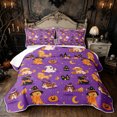 thumbnail image 1 of Feelyou Cartoon Magic Witch Dog Quilt King, Cute Ghost Pumpkin King Coverlet Set, Purple, 3-Piece, 1 Comforter and 2 Pillowcases, 1 of 7