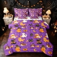 thumbnail image 1 of Feelyou Cartoon Magic Witch Dog Twin Bedding, Cute Ghost Pumpkin Bedding Comforter Set, Purple, Halloween Reversible, 7-Piece, 1 of 7