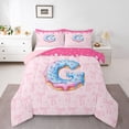 thumbnail image 1 of Feelyou Cartoon Monogrammed G Twin Comforter Sets, Bowknot Love Heart Bedding Set, 2pcs, 1 of 8