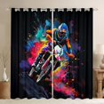 thumbnail image 1 of Feelyou Cartoon Motorcycle Curtains Pack of 2 (42x84 Each) for Kids, Black Pink Watercolor Curtains Blackout, Modern Sport Lover Bedroom Curtains, Blackout Curtains Room Decor, 1 of 6