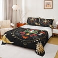 thumbnail image 1 of Feelyou Cartoon Mushroom Flower Queen Sheet Sets, Black Gold Moon Sun Flat Sheet, Vintage Rustic Bohemian Queen Fitted Sheet, Ultra Soft Bedroom Decor, 4pcs, 1 of 7