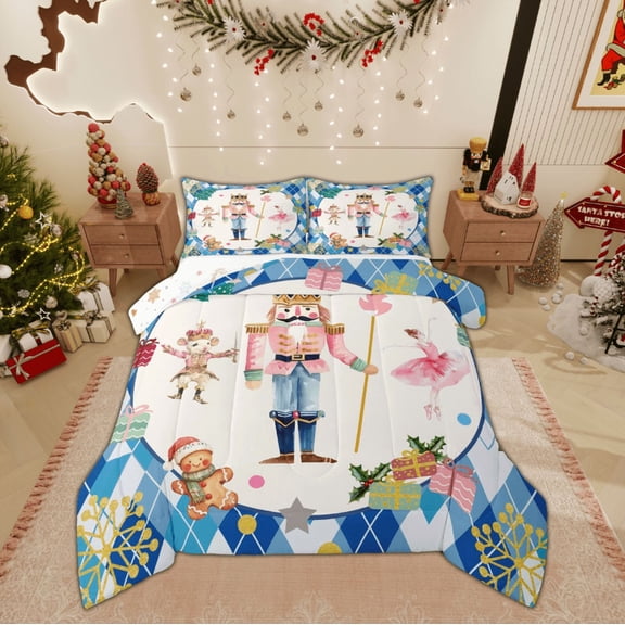 Feelyou Cartoon Nutcracker 01, Merry Christmas Twin Comforter Sets, Princess Fairy Tale Reversible Bedding Set, Super Cozy Room Decor, 2pcs
