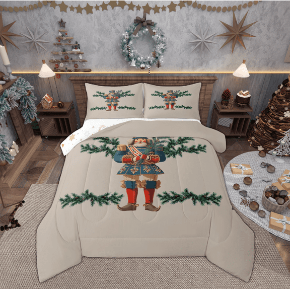 Feelyou Cartoon Nutcracker Kids Queen Comforter Set, Merry Christmas Bedding Sets, Princess Fairy Tale Reversible Bedding Comforter Set, Breathable Home Decor, 3-Piece