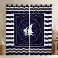 thumbnail image 1 of Feelyou Cartoon Ocean Sailboat Curtains Pack of 2 (42x84 Each) for Boy, Marine Nautical Curtains Blackout, Navy Abstract Lines Bedroom Curtains, Black Out Curtains Decor, 1 of 6