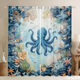 thumbnail image 1 of Feelyou Cartoon Octopus Starfish Black Out Curtains for Kids Boys Girls, Watercolor Sea Animal Curtains Pack of 2 (42x63 Each), Blue, 1 of 6