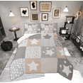 thumbnail image 1 of Feelyou Cartoon Orange Stars Full Size Comforter Sets for Kids, Polka Dots Patchwork Bedding Comforter Set, Buffalo Plaid Reversible Bedding Sets, Lightweight Room Decor, 3 Pieces, 1 of 8