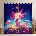 thumbnail image 1 of Feelyou Cartoon Pink Axolotl Blackout Curtains Set of 2 (52x84 Each) for Kids, Cute Mushroom Plant Window Curtains, Psychedelic Stars Galaxy Curtains and Drapes, Blackout Curtains Home Decor, 1 of 6
