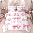 thumbnail image 1 of Feelyou Cartoon Pink Bowknot Bedding Comforter Set 7pcs, Girly Cute Bow King Bedding Sets, Dreamy Princess Theme Reversible Bed Sheets, Microfiber Bedroom Decor, 1 of 7