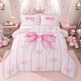 thumbnail image 1 of Feelyou Cartoon Pink Ribbon Bedding Comforter Set for Kids, Fashion Stripes Lines Twin Comforter Sets, Kawaii Bow-tie Bowknot Reversible Bedding Set, Breathable Home Decor, 2 Pieces, 1 of 9