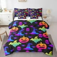 thumbnail image 1 of Feelyou Cartoon Pumpkin Twin Bedding Sets 7-Piece for Teen, Halloween Bat Skeleton Bedding Comforter Set, Witch Hat Sheet Sets, Microfiber Bedroom Decor, 1 of 7