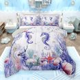 thumbnail image 1 of Feelyou Cartoon Purple Seahorse Bedding Comforter Set for Kids, Underwater World Twin Comforter Sets, Cartoon Ocean Sealife Reversible Bedding Set, Luxury Bedroom Decor, 2 Pieces, 1 of 8