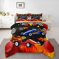 thumbnail image 1 of Feelyou Cartoon Race Car Queen Comforter Set for Teens, Automobile Sport Bedding Sets, Happy Birthday Party Reversible Bedding Comforter Set, Lightweight Room Decor, 3 Pieces, 1 of 8