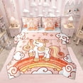 thumbnail image 1 of Feelyou Cartoon Rainbow Unicorn Bedding Comforter Set 7pcs for Kids, Stars Clouds Girl King Bedding Sets, Psychedelic Galaxy Bed Sheets, Orange, 1 of 8