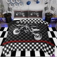 thumbnail image 1 of Feelyou Cartoon Red Automobile Full Size Comforter Sets, Speed Sports Lover Bedding Comforter Set, Checkered Square Plaid Reversible Bedding Sets, Luxury Bedroom Decor, 3pcs, 1 of 8