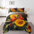thumbnail image 1 of Feelyou Cartoon Red Bird Queen Comforter Set for Teens, Kawaii Rustic Animal Bedding Sets, Vibrant Sunflower Reversible Bedding Comforter Set, Breathable Home Decor, 3-Piece, 1 of 8