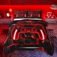 thumbnail image 1 of Feelyou Cartoon Red Gamepad Queen Comforter Set for Kids, Neon Square Honeycomb Bedding Sets, Modern Video Gaming Reversible Bedding Comforter Set, Luxury Bedroom Decor, 3-Piece, 1 of 9