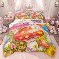 thumbnail image 1 of Feelyou Cartoon Red Mushroom Bedding Comforter Set for Kids, Dreamy Fairy Tale Twin Comforter Sets, Kawaii Jungle Flower Reversible Bedding Set, Ultra Soft Bedroom Decor, 2 Pieces, 1 of 9
