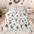 thumbnail image 1 of Feelyou Cartoon Reindeer Child Queen Comforter Set, Christmas Leaf Botanical Bedding Sets, 3 Pieces, 1 of 8