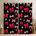 thumbnail image 1 of Feelyou Cartoon Ribbon Bow Black Out Curtains for Kids, Black Pink Bowknot Curtains Pack of 2 (42x63 Each), Kawaii Strawberry Bedroom Curtains, Window Curtains Home Decor, 1 of 7