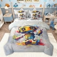 thumbnail image 1 of Feelyou Cartoon Robot Bedding Comforter Set 7pcs, Yellow Splatter Splash Full Bedding Set, 1 of 8