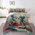 thumbnail image 1 of Feelyou Cartoon Robot Kid Twin Comforter Sets, Graffiti Splatter Splash Bedding Set, 2pcs, 1 of 8
