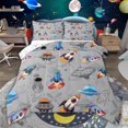 thumbnail image 1 of Feelyou Cartoon Rocket Boys Full Size Comforter Sets, Spaceship Planet Bedding Sets, 3pcs, 1 of 8
