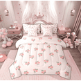 thumbnail image 1 of Feelyou Cartoon Romantic Rose Twin Bedding Sets 7-Piece, Pink Flower Floral Bedding Comforter Set, Happy Valentines Day Reversible Sheet Sets, Ultra Soft Home Decor, 1 of 7