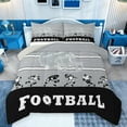 thumbnail image 1 of Feelyou Cartoon Rugby Athlete Full Size Comforter Sets, Grey Black Stripe Line Bedding Comforter Set, Est Sleep Sports Soccer Reversible Bedding Sets, Lightweight Room Decor, 3pcs, 1 of 8