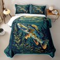 thumbnail image 1 of Feelyou Cartoon Rustic Bass Fish Twin Quilt Set for Men Boys, Rustic Fishing Lake Animal Twin Coverlet Set, Green, 2pcs, 1 of 7