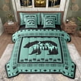 thumbnail image 1 of Feelyou Cartoon Rustic Bear Bedding Comforter Set 7 Pieces for Kids, Green Western Boho Aztec Full Bedding Set, Rustic Lodge Cabin Reversible Fitted Sheet Flat Sheet, Super Cozy Room Decor, 1 of 8
