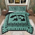 thumbnail image 1 of Feelyou Cartoon Rustic Bear Queen Comforter Set for Kids, Green Western Boho Aztec Bedding Sets, Rustic Lodge Cabin Reversible Bedding Comforter Set, Super Cozy Room Decor, 3-Piece, 1 of 8