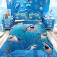 thumbnail image 1 of Feelyou Cartoon Sea Shark Full Size Comforter Sets for Men Boys, Underwater Wildlife Bedding Sets, Blue, Blue Reversible, 3-Piece, 1 of 6