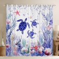 thumbnail image 1 of Feelyou Cartoon Sea Turtle Black Out Curtains, Kawaii Ocean Animal Curtains Pack of 2 (42x63 Each), Seashell Starfish Coral Bedroom Curtains, Blackout Curtains Home Decor, 1 of 6