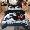 thumbnail image 1 of Feelyou Cartoon Sea Waves Twin Comforter Sets, Couple Fish Bedding Set, 2-Piece, 1 of 8
