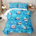 thumbnail image 1 of Feelyou Cartoon Shark Twin Quilt Set for Boys Girls, Ocean Cute Marine Wildlife Twin Coverlet Set, Blue, 2-Piece, 1 of 7