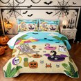 thumbnail image 1 of Feelyou Cartoon Skeleton Twin Quilt Set, Summer Beach Flamingo Twin Coverlet Set, Blue Yellow, 2pcs, 1 Comforter and 1 Pillowcase, 1 of 7